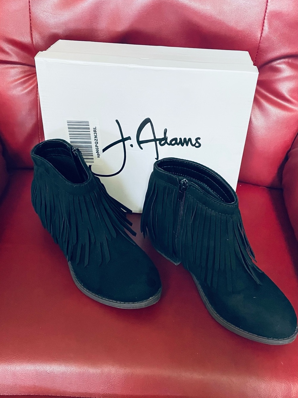 J. Adams Black Fringe Ankle Boots for Women